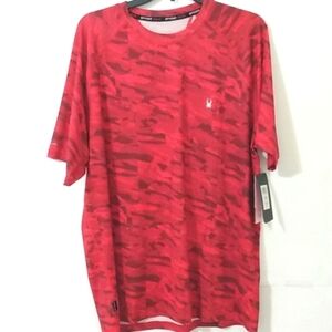 SPYDER RASH GUARD SWIM SHIRT - Red and Black - UPF 30+ Quick Dry - SIZE Large